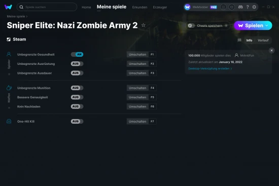 Sniper Elite: Nazi Zombie Army 2 Cheats Screenshot