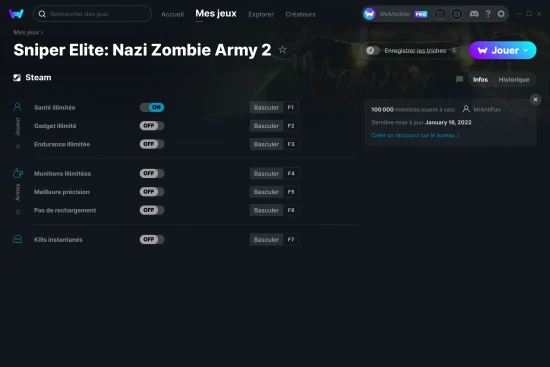 Capture d'écran de triches de Sniper Elite: Nazi Zombie Army 2