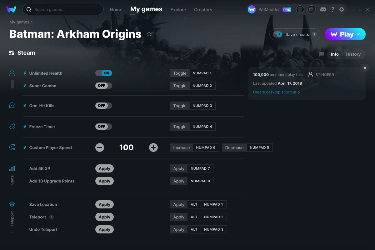 Batman: Arkham Origins Cheats and Trainers for PC - WeMod