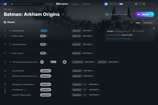 Capture d'écran de triches de Batman: Arkham Origins