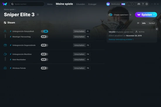 Sniper Elite 3 Cheats Screenshot