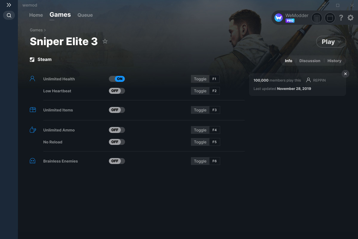 sniper elite 3 trainer steam version