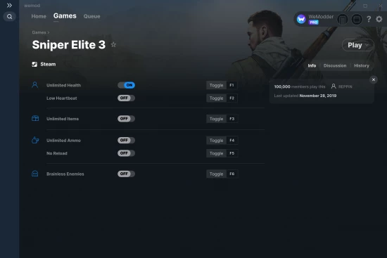 Sniper Elite 3 cheats screenshot