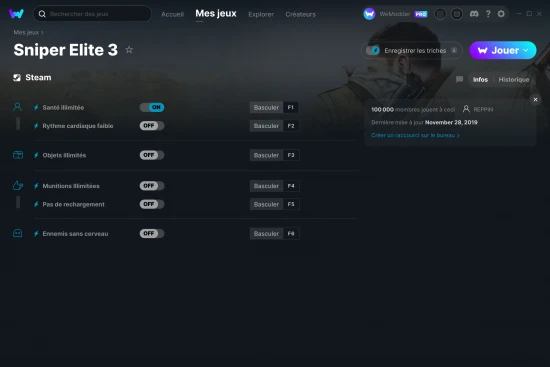 Capture d'écran de triches de Sniper Elite 3