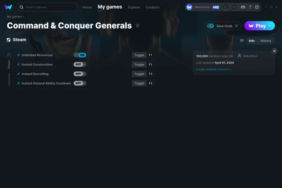 Command & Conquer Generals cheats screenshot