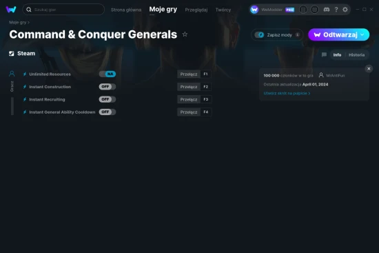 cheaty Command & Conquer Generals zrzut ekranu