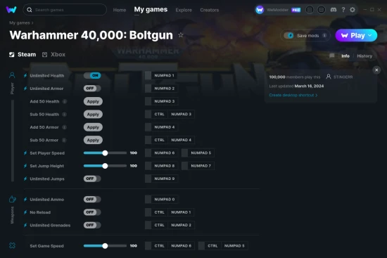 Warhammer 40,000: Boltgun cheats screenshot