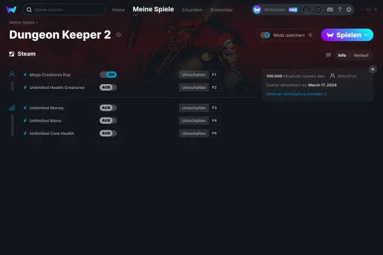 Dungeon Keeper 2 Cheats Screenshot