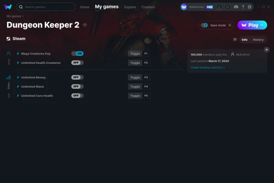 Dungeon Keeper 2 cheats screenshot