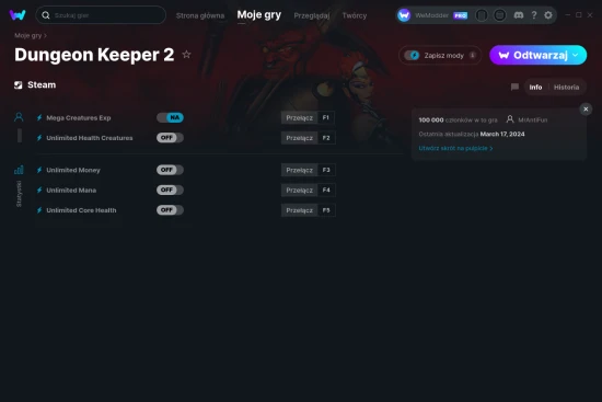 cheaty Dungeon Keeper 2 zrzut ekranu