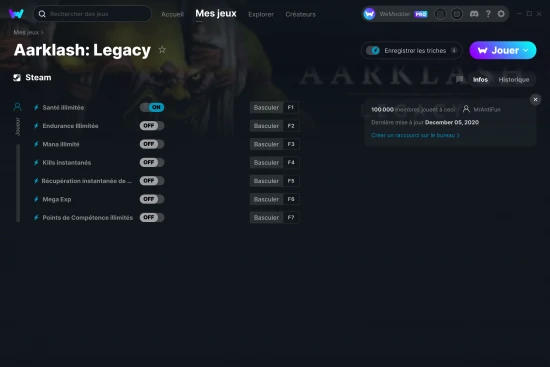 Capture d'écran de triches de Aarklash: Legacy