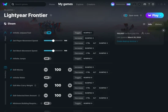 Lightyear Frontier cheats screenshot