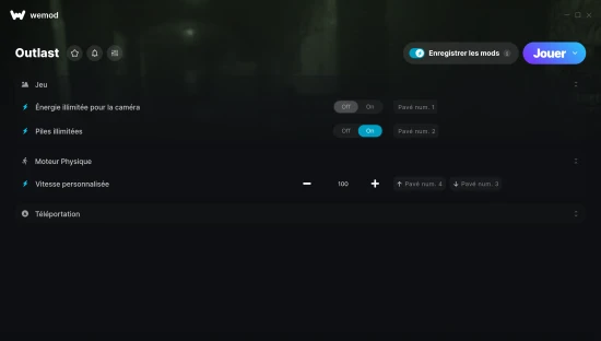 Capture d’écran des cheats pour Outlast