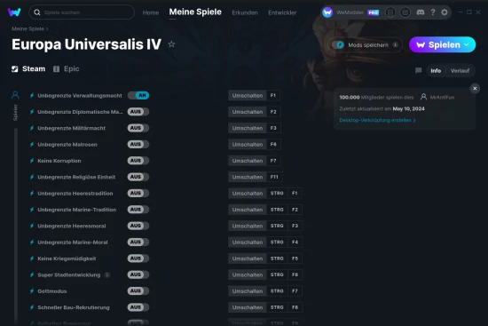 Europa Universalis IV Cheats Screenshot