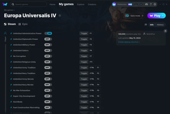 Europa Universalis IV cheats screenshot