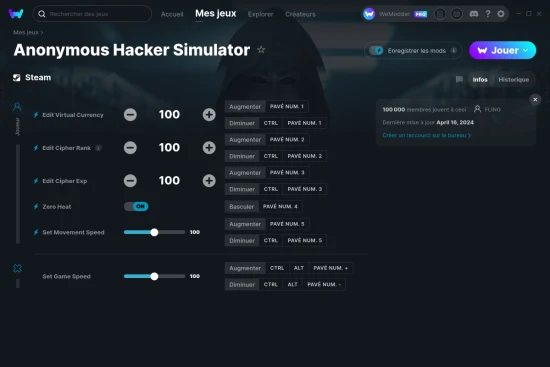 Capture d'écran de triches de Anonymous Hacker Simulator