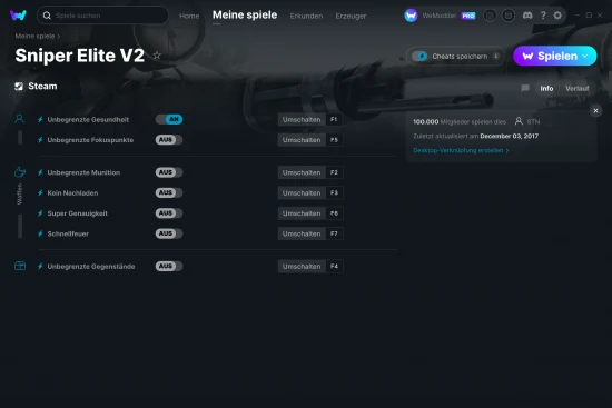 Sniper Elite V2 Cheats Screenshot