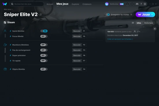 Capture d'écran de triches de Sniper Elite V2