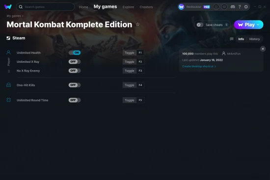 Mortal Kombat Komplete Edition cheats screenshot
