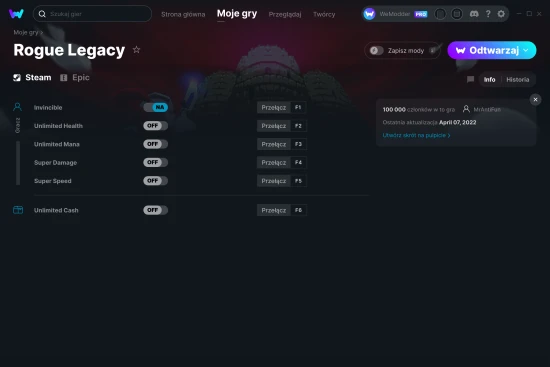 cheaty Rogue Legacy zrzut ekranu