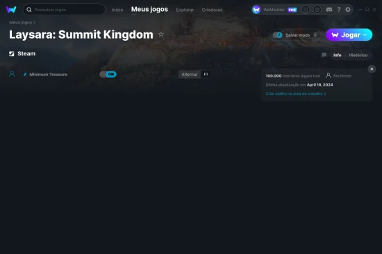 Captura de tela de cheats do Laysara: Summit Kingdom