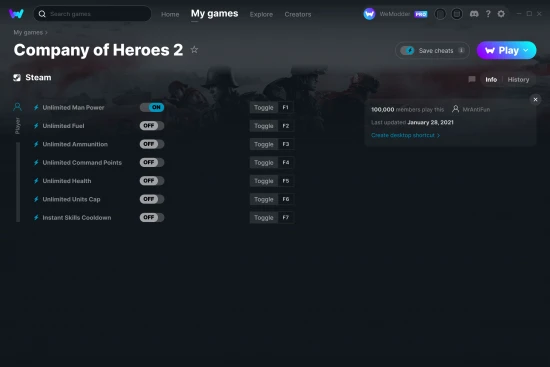 Company of Heroes 2 cheats screenshot