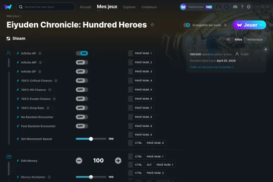 Capture d'écran de triches de Eiyuden Chronicle: Hundred Heroes