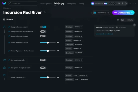 cheaty Incursion Red River zrzut ekranu