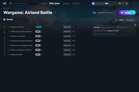 Capture d'écran de triches de Wargame: Airland Battle