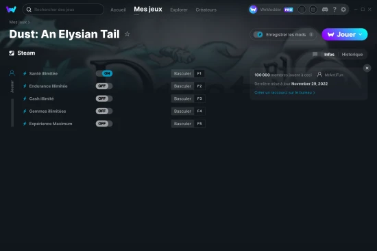 Capture d'écran de triches de Dust: An Elysian Tail