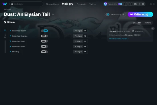 cheaty Dust: An Elysian Tail zrzut ekranu