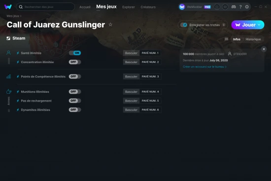Capture d'écran de triches de Call of Juarez Gunslinger