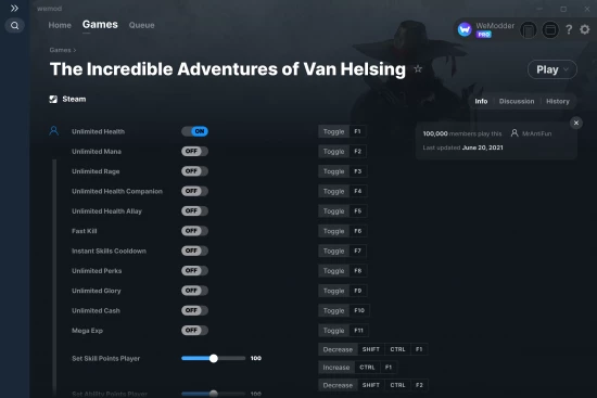 The Incredible Adventures of Van Helsing cheats screenshot