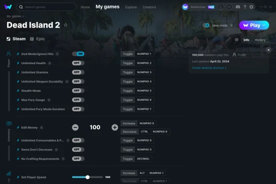 Dead Island 2 cheats screenshot