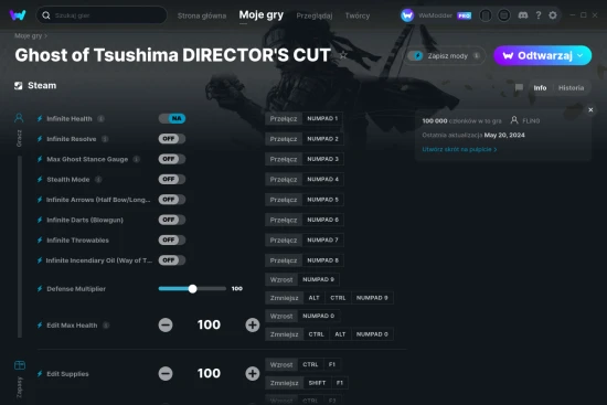 cheaty Ghost of Tsushima DIRECTOR'S CUT zrzut ekranu