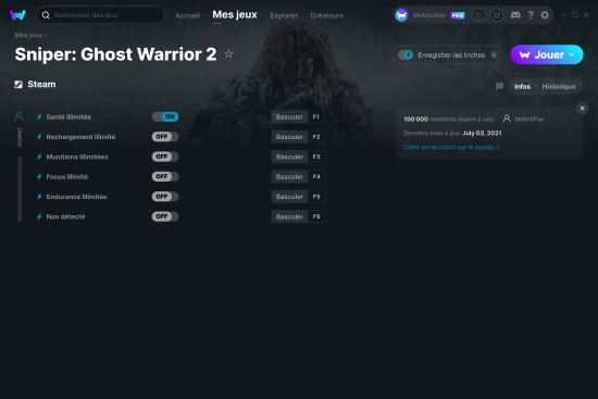 Capture d'écran de triches de Sniper: Ghost Warrior 2