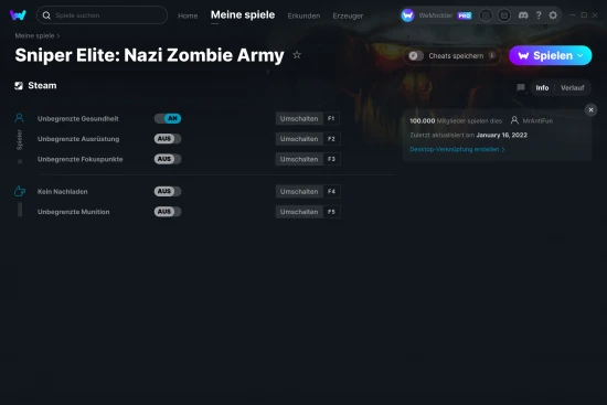 Sniper Elite: Nazi Zombie Army Cheats Screenshot