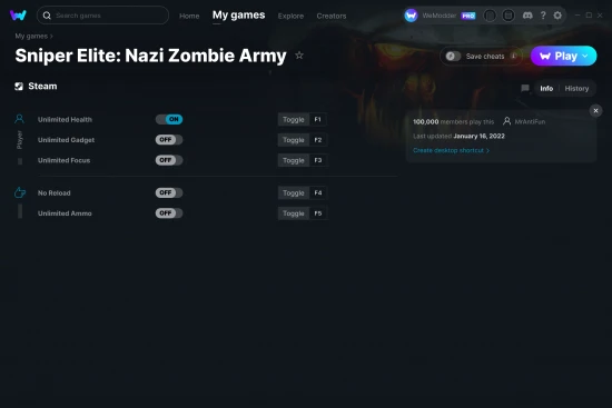 Sniper Elite: Nazi Zombie Army cheats screenshot