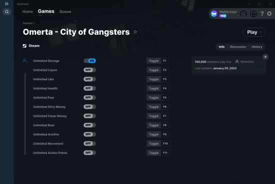 Omerta - City of Gangsters cheats screenshot