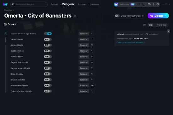 Capture d'écran de triches de Omerta - City of Gangsters