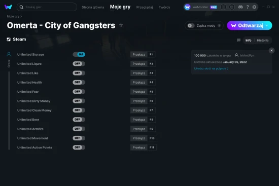 cheaty Omerta - City of Gangsters zrzut ekranu