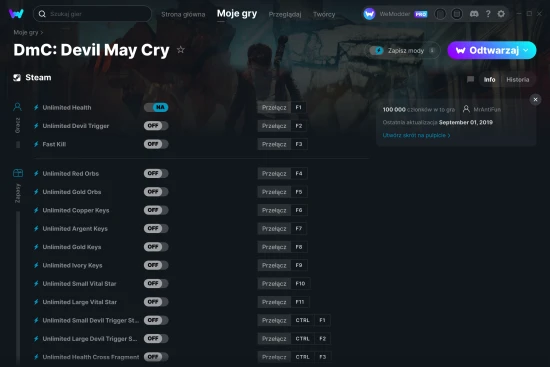 cheaty DmC: Devil May Cry zrzut ekranu