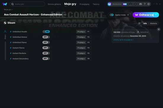 cheaty Ace Combat Assault Horizon - Enhanced Edition zrzut ekranu