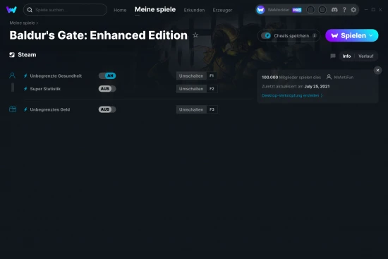 Baldur's Gate: Enhanced Edition Cheats Screenshot