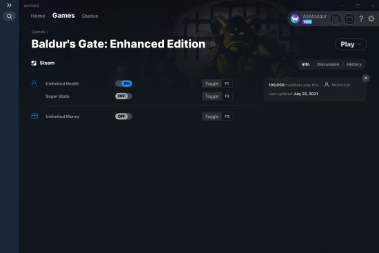 Baldur's Gate: Enhanced Edition cheats screenshot