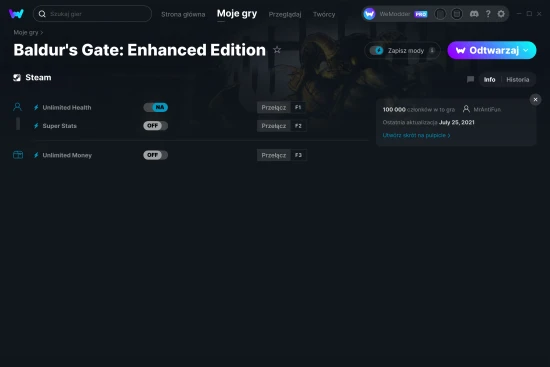 cheaty Baldur's Gate: Enhanced Edition zrzut ekranu