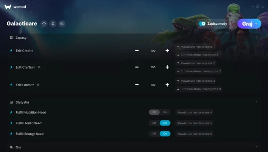 cheaty Galacticare zrzut ekranu
