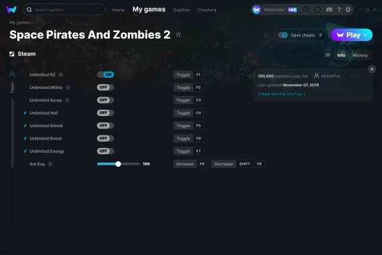 Space Pirates And Zombies 2 cheats screenshot