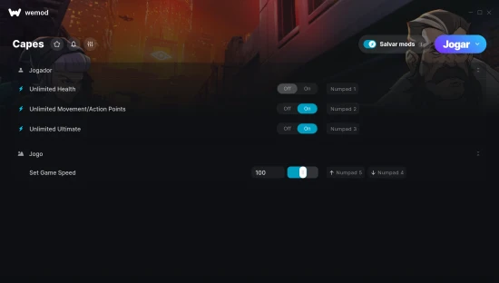 Captura de tela de cheats do Capes
