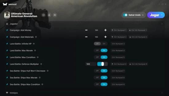 Captura de tela de cheats do Ultimate General: American Revolution